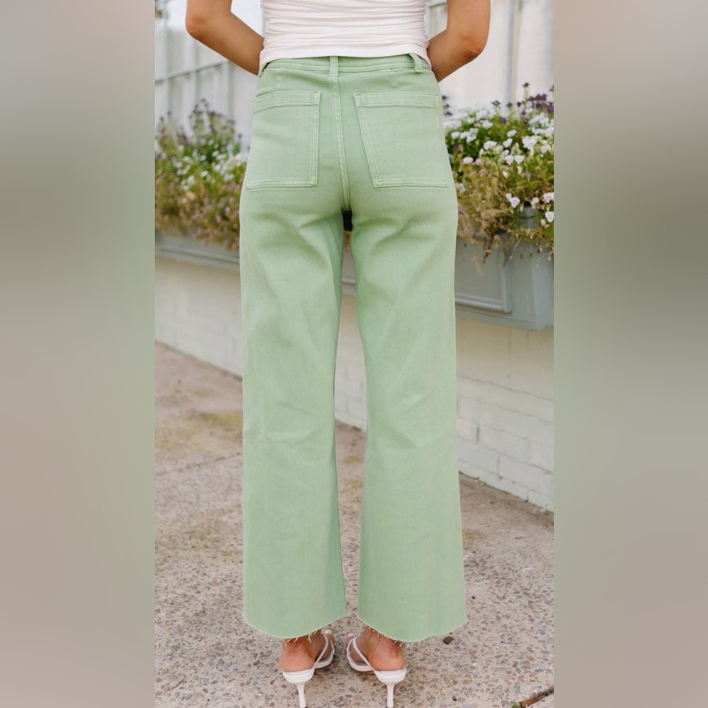 Green Wide-Leg jeans - Vestique - Picture 2 of 3